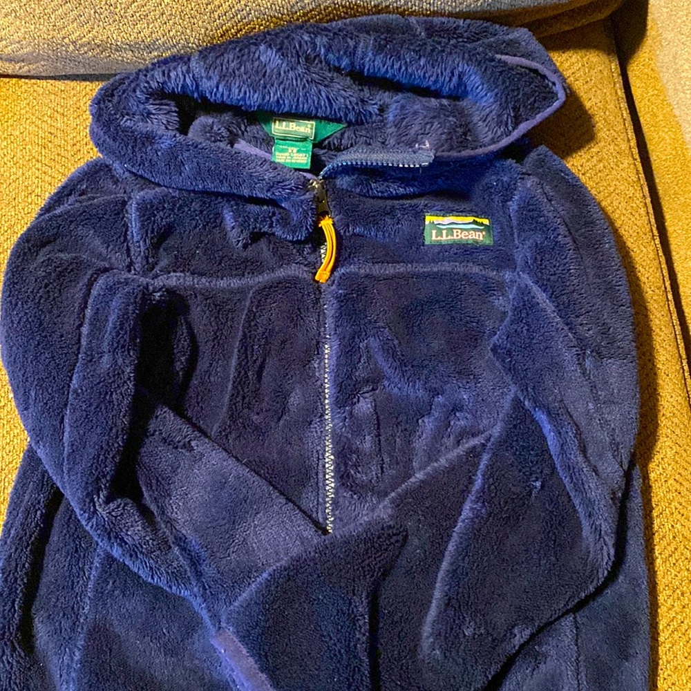 Navy blue LL Bean Childs size 8 High Pile Fleece Zip Jacket